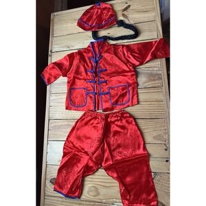 Lillian Vernon Chinese Red And Blue Traditional Children Festive Outfit Costume